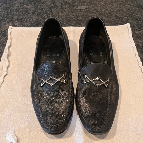 Barker Black Black Leather “Cross-bones” Slip On, Size 10.5, Used - Picture 1 of 5